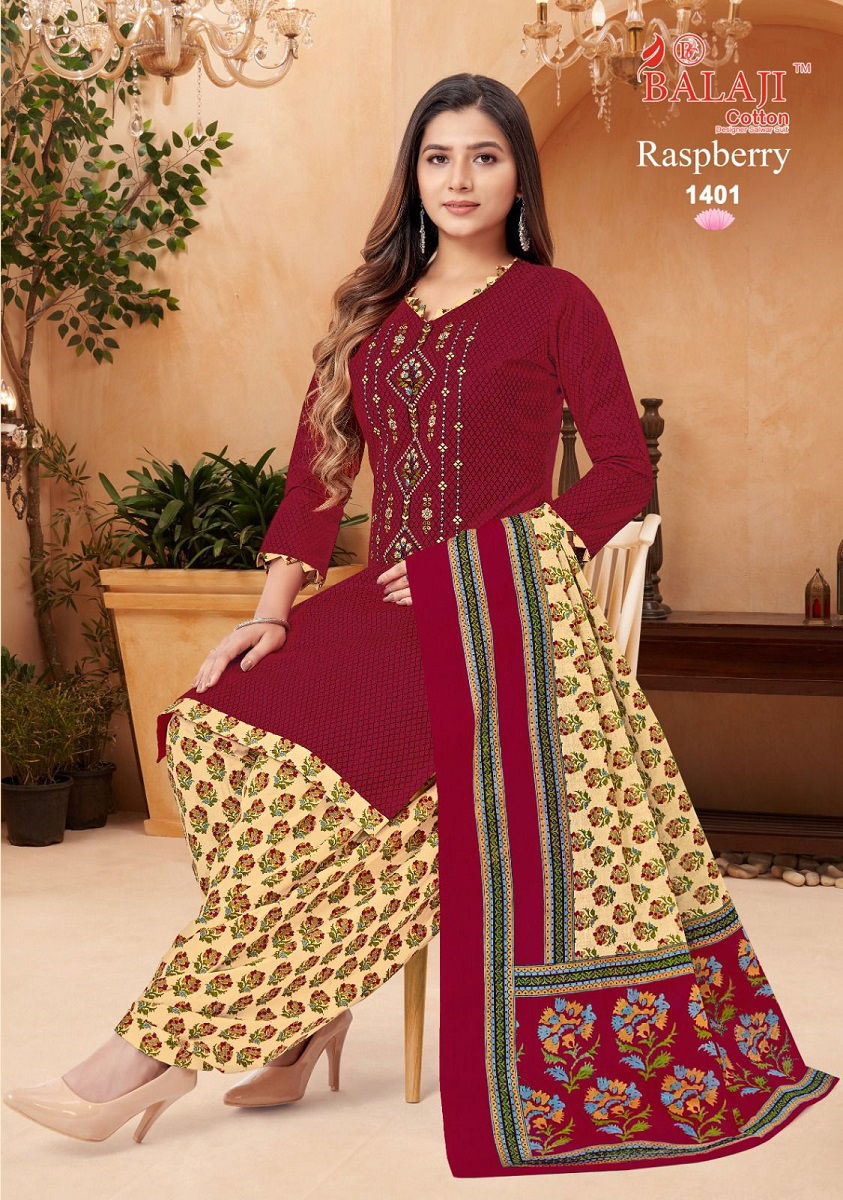 Balaji Rasberry Vol 14 Embroidery Cotton Dress Material Catalog
